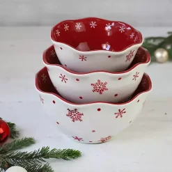Red and White Nesting Christmas Bowls, Set of 3