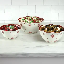 Red and White Nesting Christmas Bowls, Set of 3