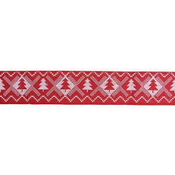 Red and White Nordic Tree 16 yard Christmas Ribbon