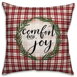 Red and White Plaid Comfort and Joy Pillow