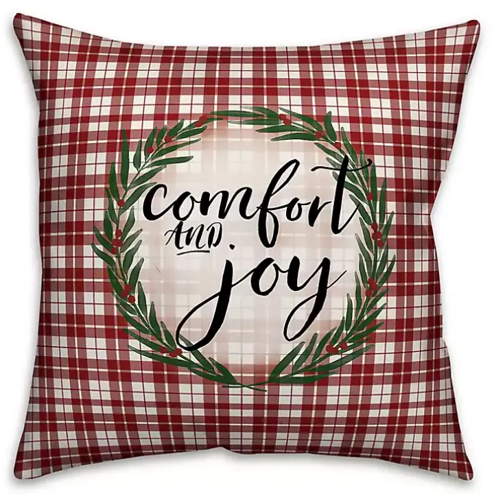Red and White Plaid Comfort and Joy Pillow