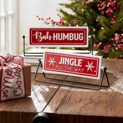 Red and White Reversible Christmas Signs, Set of 2