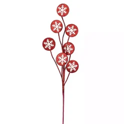Red and White Snowflake Tree Picks, Set of 6
