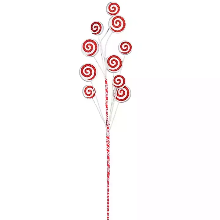 Red and White Swirl Tree Picks, Set of 6