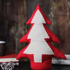 Red and White Weighted Tabletop Christmas Tree