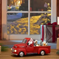 Red Animated Santa Truck, 10.5 in.