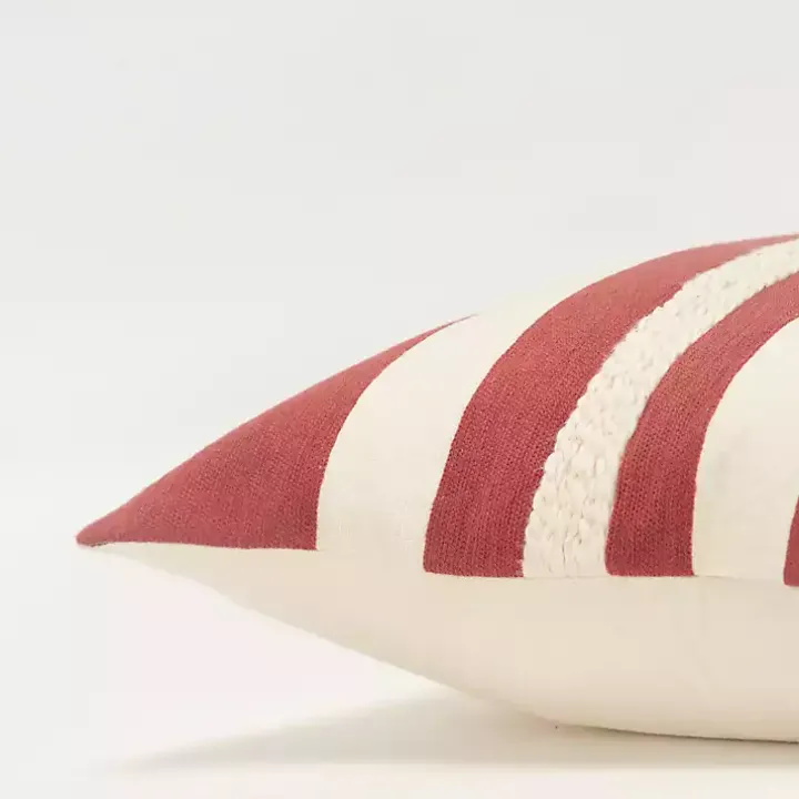 Red Asymmetrical Linear Throw Pillow
