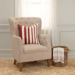 Red Asymmetrical Linear Throw Pillow