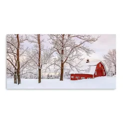 Red Barn Winter Wonderland Canvas Print, 40x20 in.
