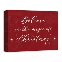 Red Believe Magic of Christmas Canvas Wall Plaque