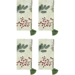 Red Berry and Pine Christmas Napkins, Set of 4