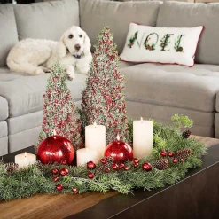 Red Berry Frosted Mini Tabletop Trees, Set of 2