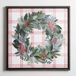 Red Berry Wreath and Windowpane Canvas Art Print