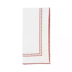 Red Border Embroidered Napkins, Set of 4