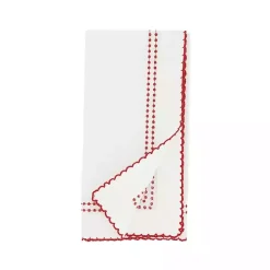 Red Border Embroidered Napkins, Set of 4