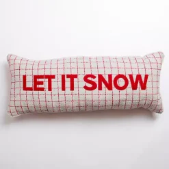 Red Checked Let it Snow Christmas Pillow