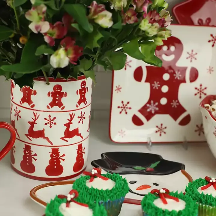 Red Christmas Characters Utensil Holder