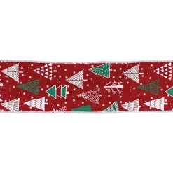 Red Christmas Tree Print 10 yard Holiday Ribbon