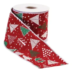 Red Christmas Tree Print 10 yard Holiday Ribbon