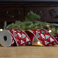 Red Christmas Tree Print 10 yard Holiday Ribbon