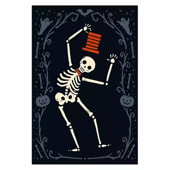 Red Dancing Skeleton Man Halloween Wall Plaque