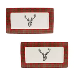 Red Deer Trim 2-pc. Christmas Platter Set