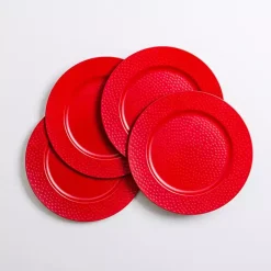 Red Dotted Chargers, Set of 4