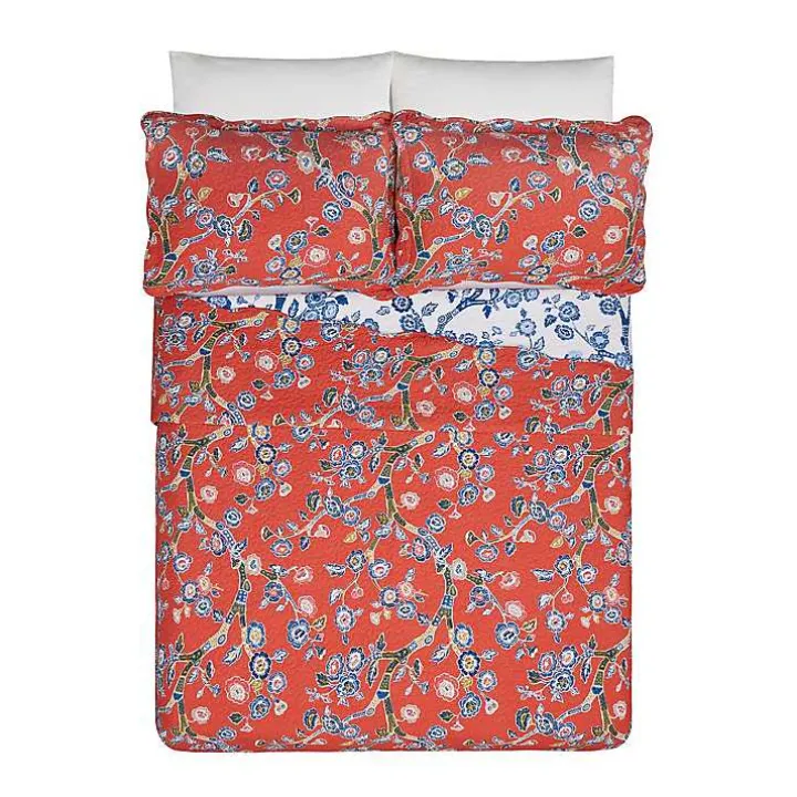 Red Floral Dreams 3-pc. Full/Queen Quilt Set