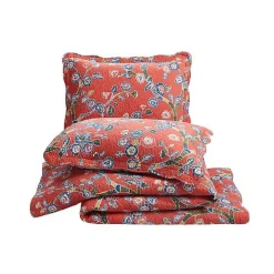 Red Floral Dreams 3-pc. King Quilt Set