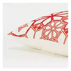 Red Geometric Christmas Throw Pillow