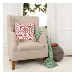 Red Geometric Christmas Throw Pillow