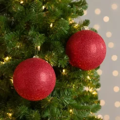 Red Glitter Ball 2-pc. Ornament Set, 6 in.