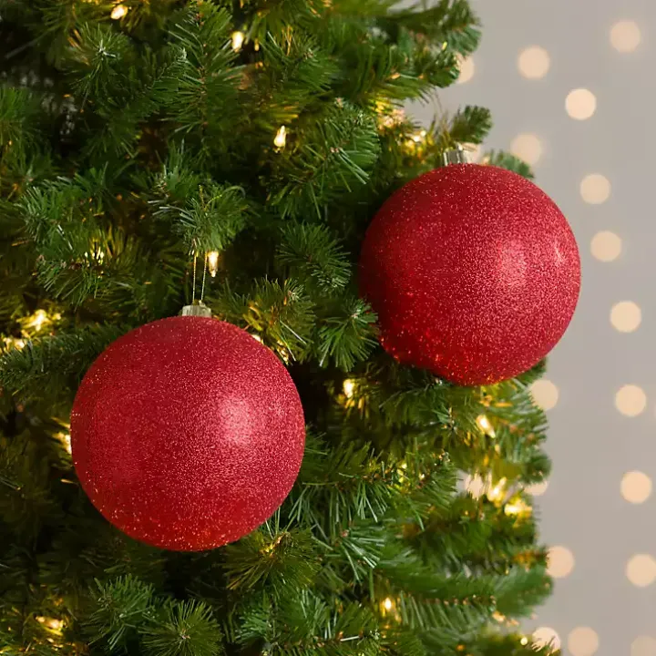 Red Glitter Ball 2-pc. Ornament Set, 6 in.