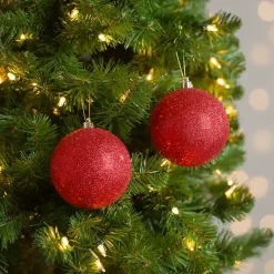 Red Glitter Ball 2-pc. Ornament Set, 4 in.