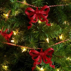 Red Glitter Bows Christmas Tree Garland