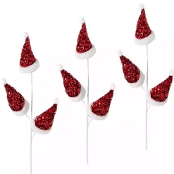 Red Glitter Santa Spray Stems, Set of 3
