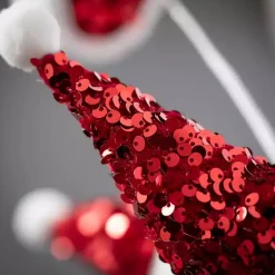 Red Glitter Santa Spray Stems, Set of 3