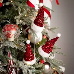 Red Glitter Santa Spray Stems, Set of 3