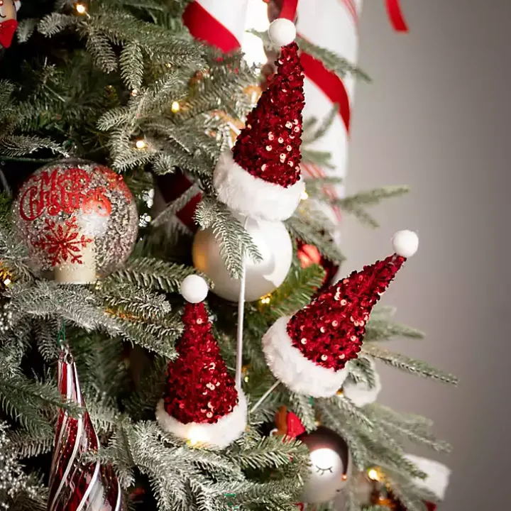 Red Glitter Santa Spray Stems, Set of 3