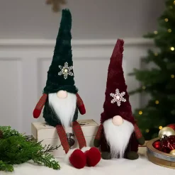 Red Gnome with LED Snowflake