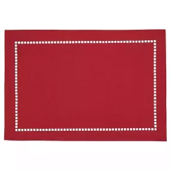Red Hemstitch Laser-Cut Placemats, Set of 4