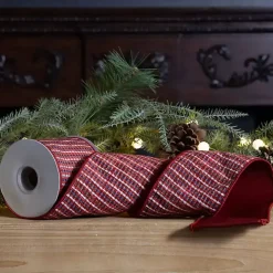 Red Houndstooth 10 yard Christmas Ribbon