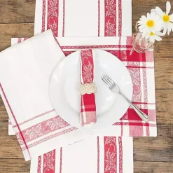 Red Jaquard Plaid Reversible Placemats, Set of 6