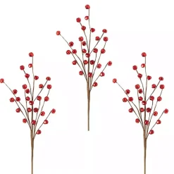 Red Jingle Bells Christmas Spray Stems, Set of 3
