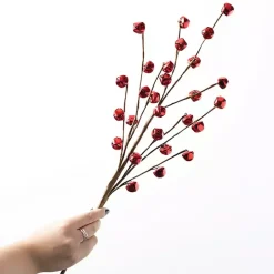 Red Jingle Bells Christmas Spray Stems, Set of 3