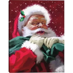 Red Jolly Santa Canvas Art Print