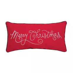 Red Merry Christmas Cursive Lumbar Pillow