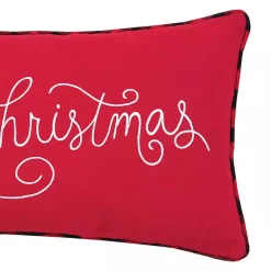 Red Merry Christmas Cursive Lumbar Pillow
