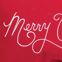 Red Merry Christmas Cursive Lumbar Pillow