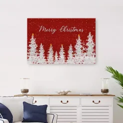 Red Merry Christmas Forest Canvas Art Print, 24x36